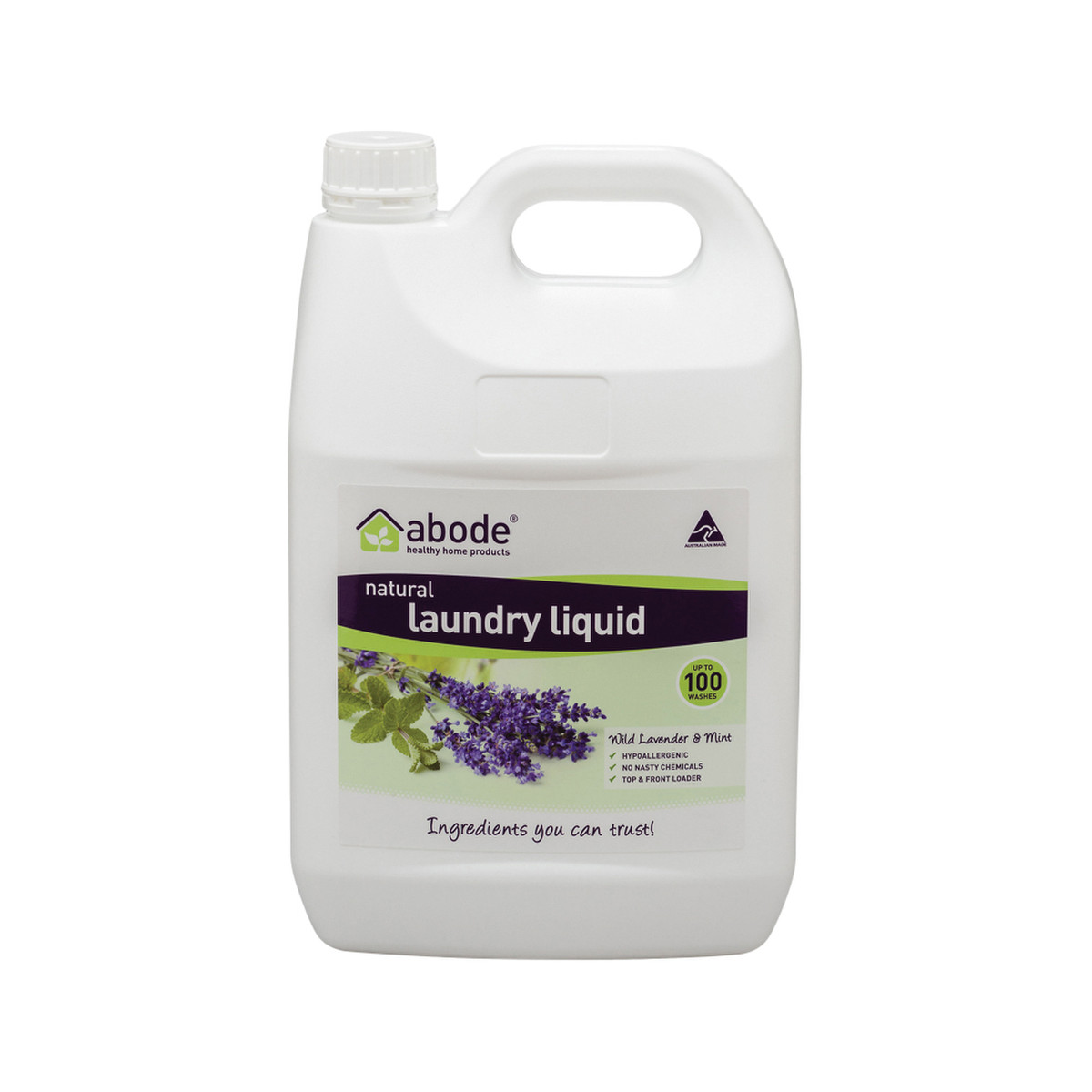 Abode Laundry Liquid (Front & Top Loader) Wild Lavender & Mint 4L